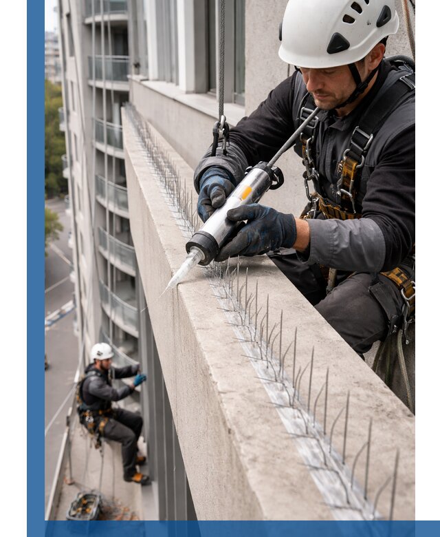 Установка шипов от птиц на фасадах и кровлях в Ефремах